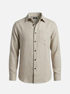 Men's Textured Linen-Look Pocket Long Sleeve Shirt Eleven Oasis