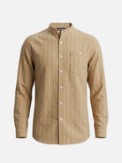 Men's Slim Fit Vertical Stripe Mandarin Collar Long Sleeve Shirt Eleven Oasis