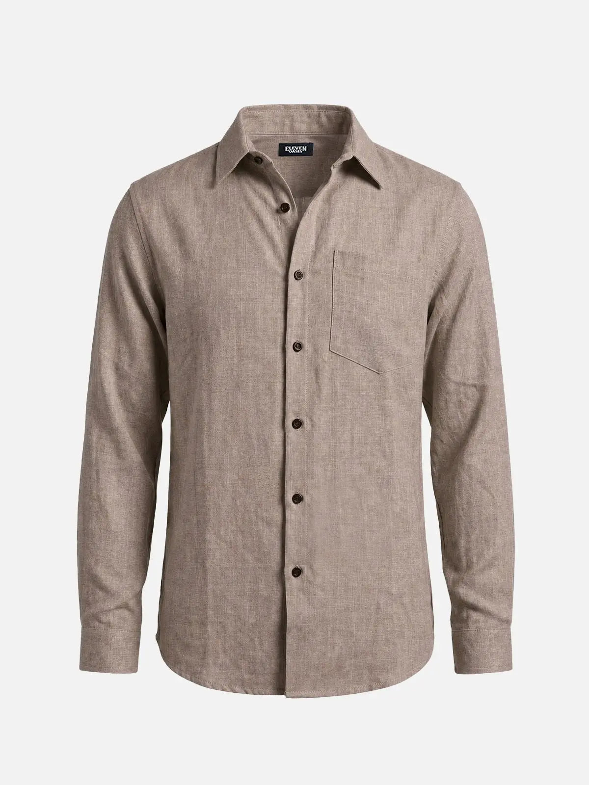 Men's Textured Linen-Look Pocket Long Sleeve Shirt Eleven Oasis