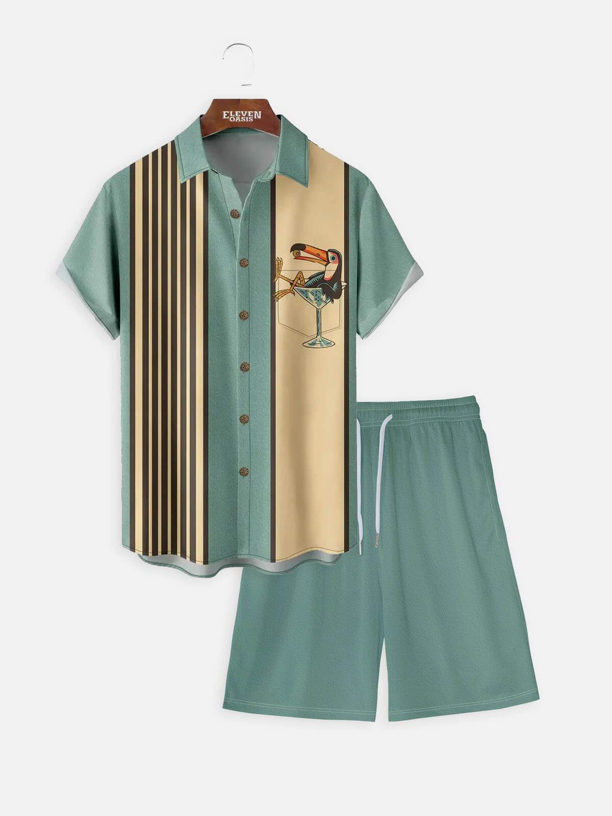 Men's Green Casual Drawstring Shorts Eleven Oasis