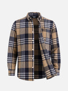 Men's Brushed Cotton Plaid Pocket Long Sleeve Shirt Eleven Oasis