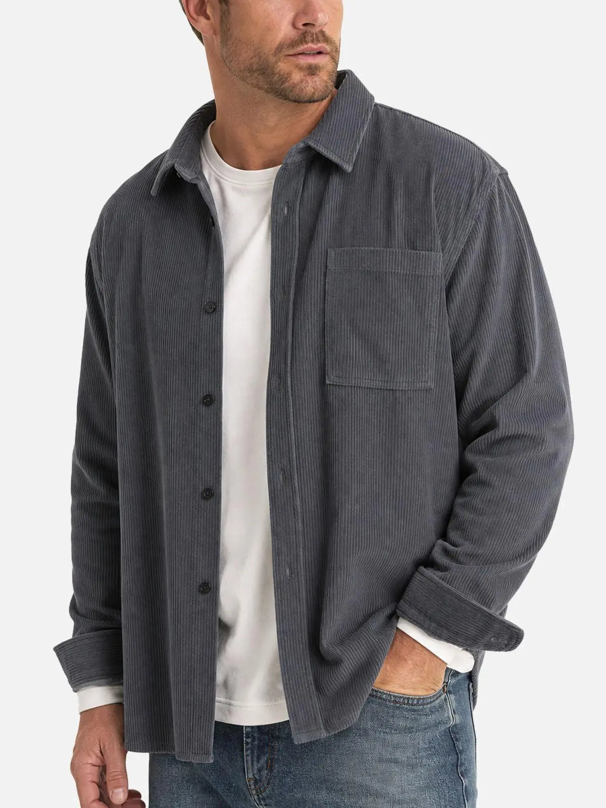 Men's Vintage Corduroy Regular Fit Overshirt Eleven Oasis