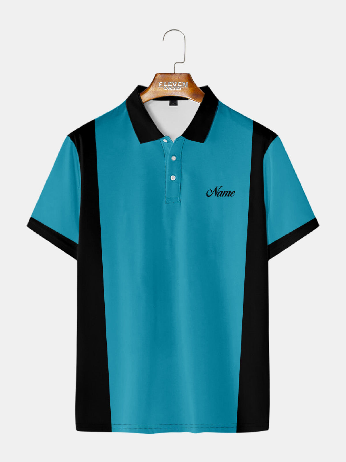 Men's Classic Customizable Bowling Style Short Sleeve Polo Shirt Eleven Oasis