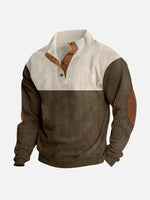 Men's Colorblock Henley Pullover Sweatshirt Eleven Oasis