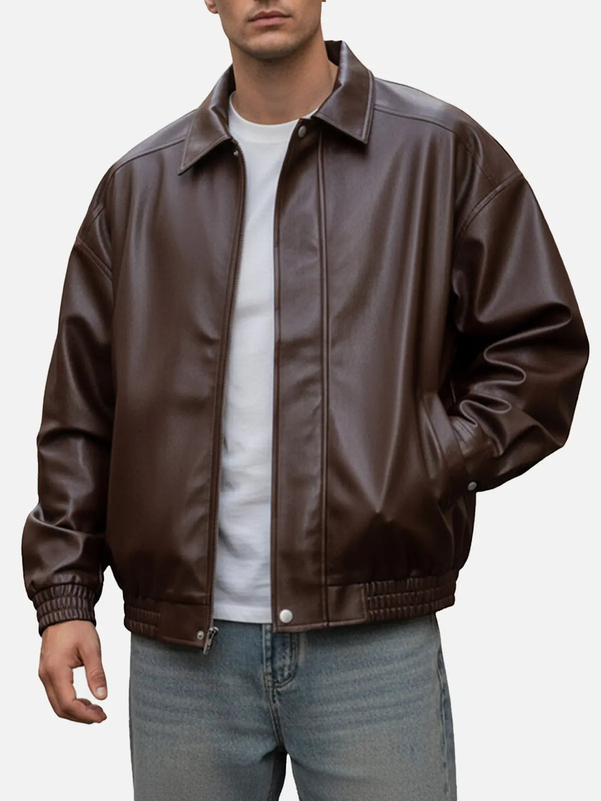 Men's Relaxed Fit Faux Leather Jacket ElevenOasis