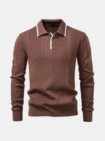 Men's Ribbed Knit Long Sleeve Polo Eleven Oasis