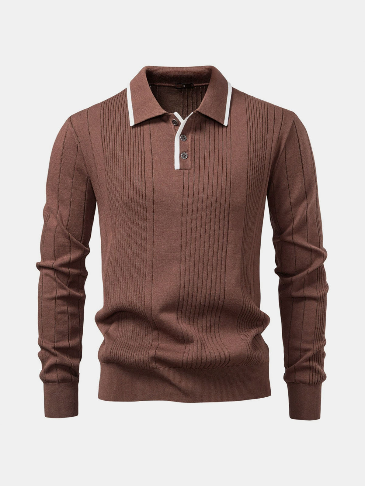 Men's Ribbed Knit Long Sleeve Polo Eleven Oasis