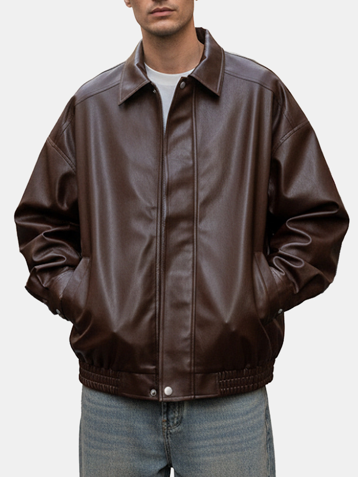 Men's Relaxed Fit Faux Leather Jacket Eleven Oasis