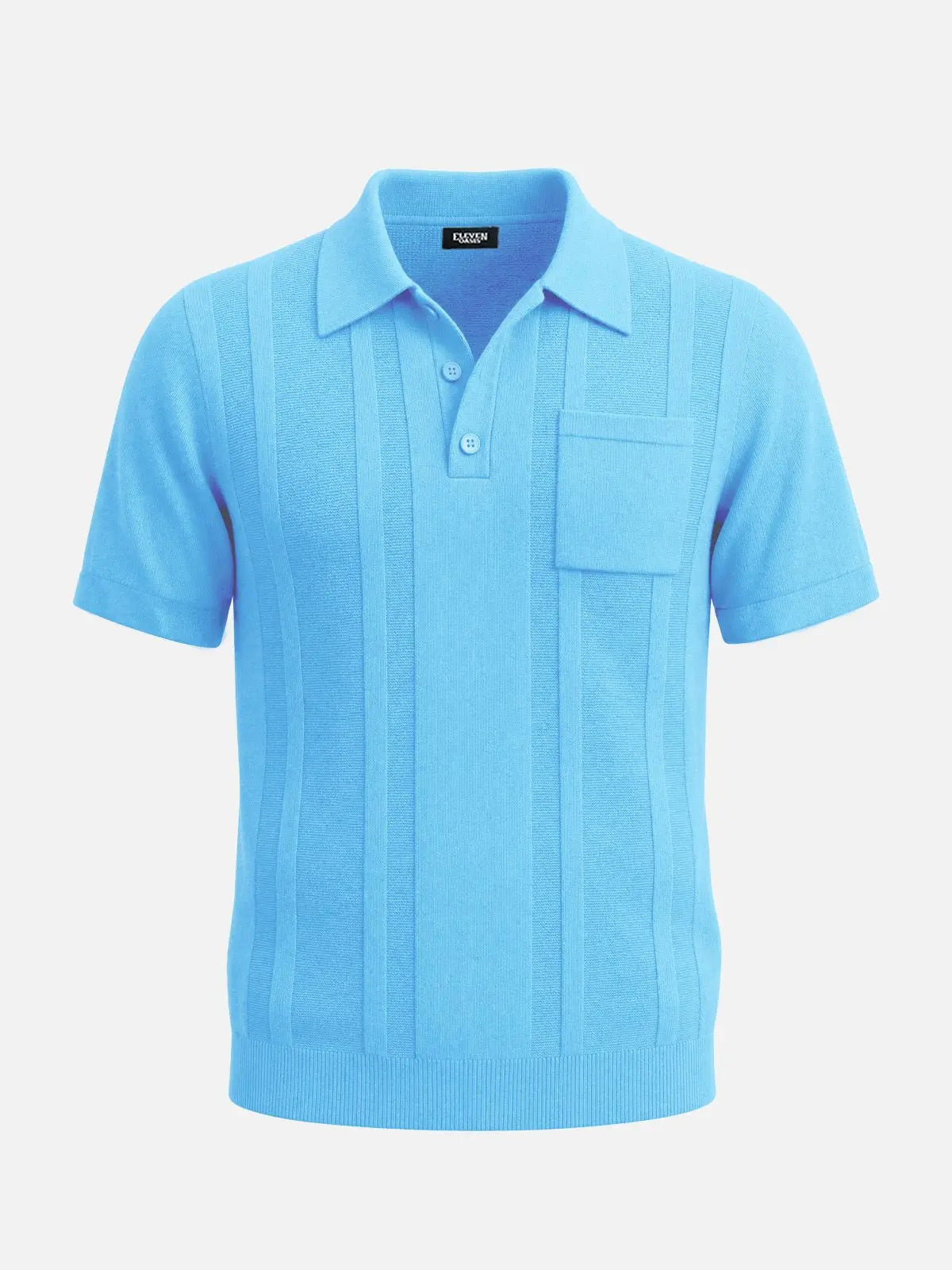 Men's Retro Ribbed Knit Short Sleeve Polo Shirt Eleven Oasis