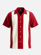 Men's Retro Vertical Panel Camp Collar Short Sleeve Shirt Eleven Oasis