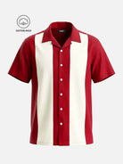 Men's Cotton Retro Vertical Panel Camp Collar Short Sleeve Shirt Eleven Oasis