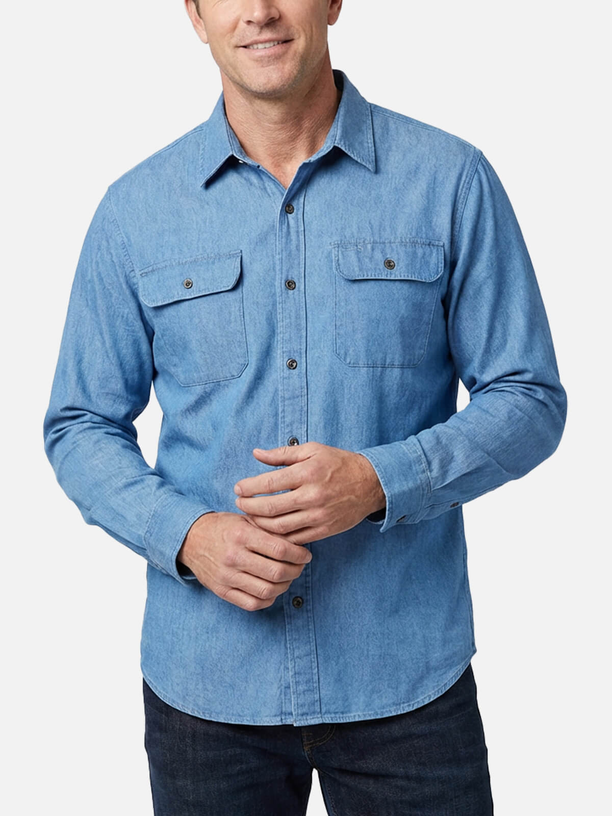 Men's Classic Denim Utility Long Sleeve Shirt Eleven Oasis