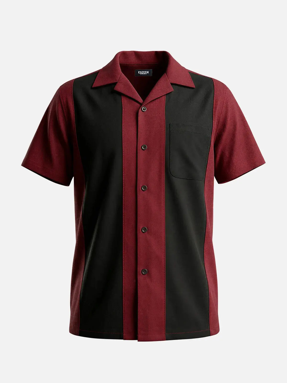 Men's Heritage Contrast Panel Bowling Short Sleeve Shirt Eleven Oasis