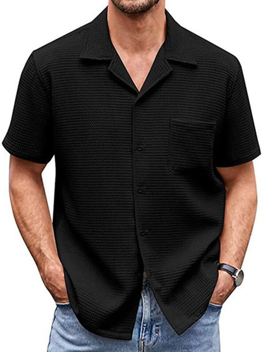 Men's Solid Waffle Short Sleeve Shirt ElevenOasis