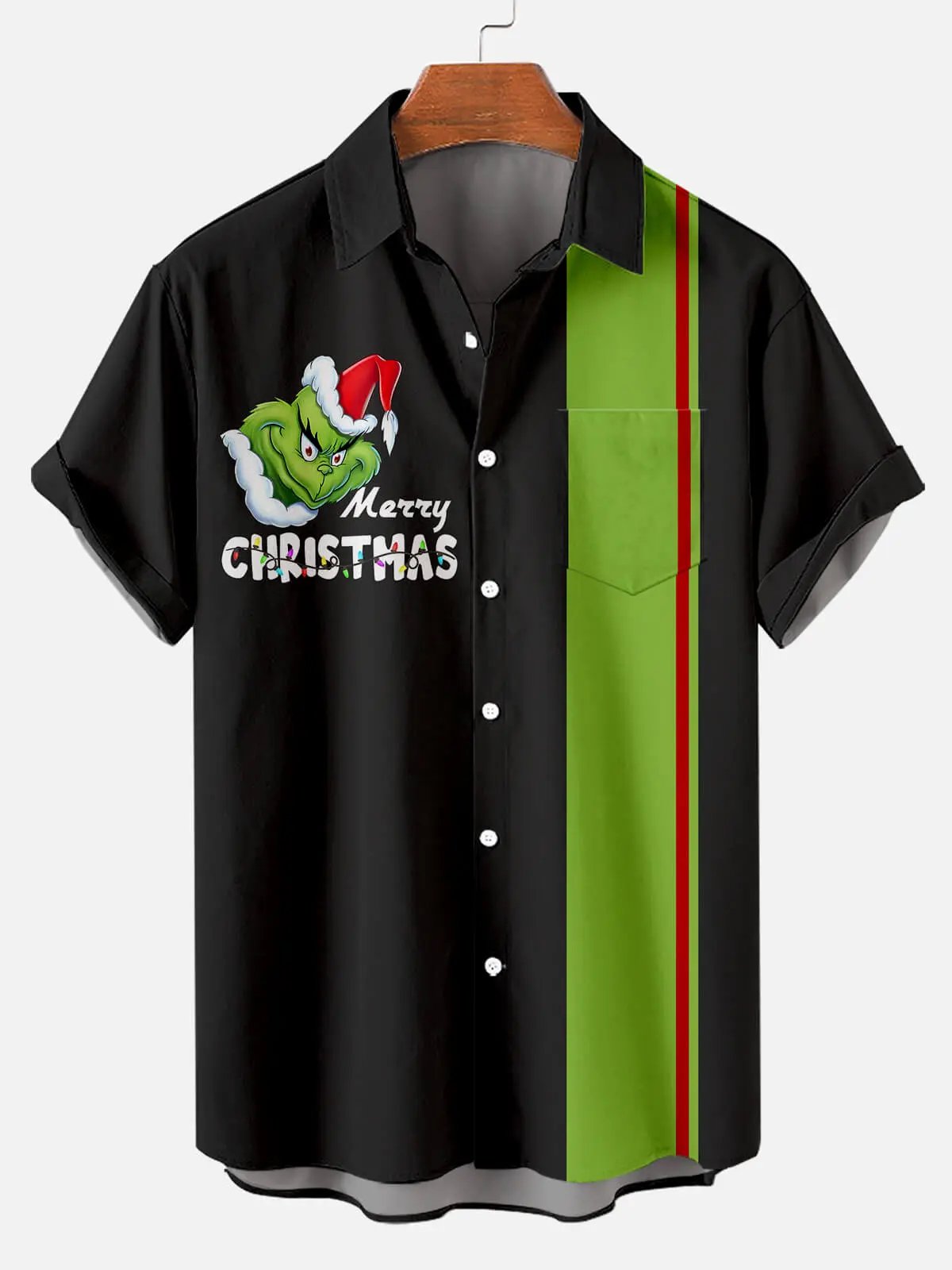 Grinch Christmas Striped Men's Short Sleeve ShirtMens short sleeve shirts Big and tall Mens shirts Short sleeve shirts for men Mens 4xl shirts Casual short sleeve shirts