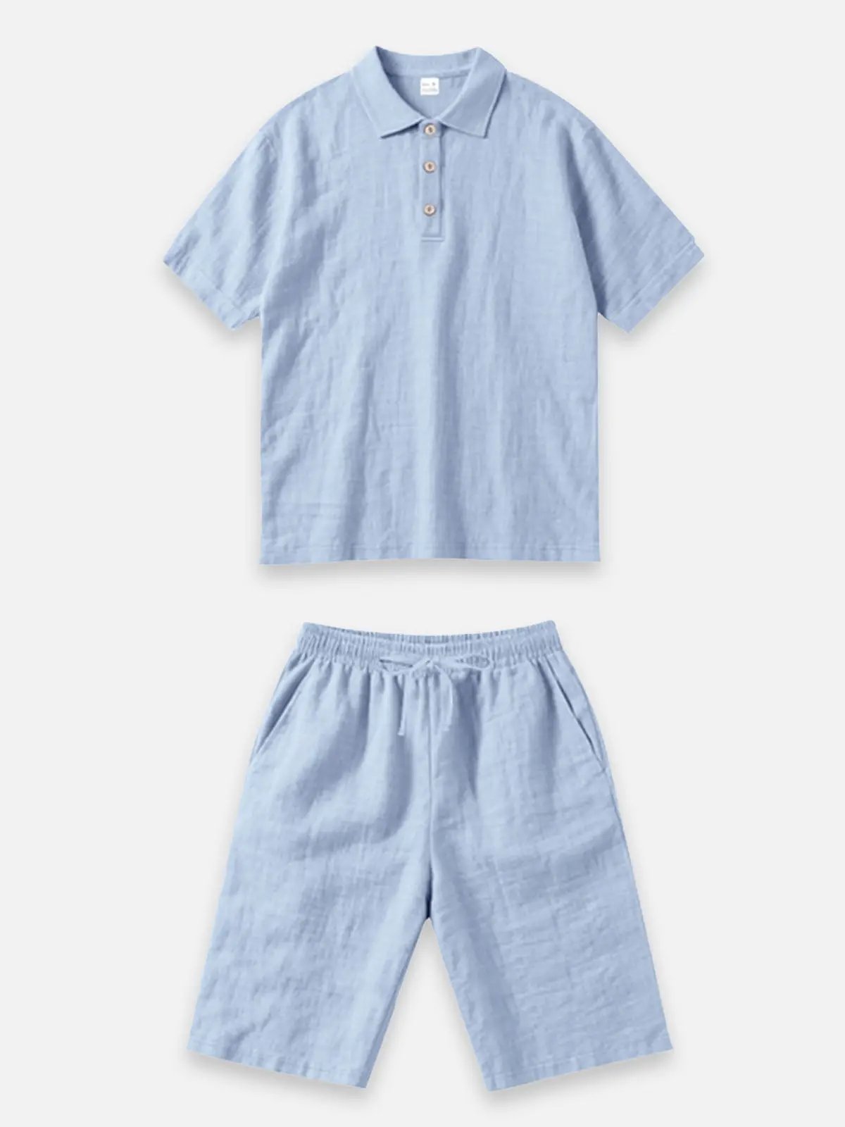 Men's Linen Blend Polo Short Set ElevenOasis