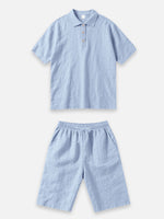 Men's Linen Blend Polo Short Set ElevenOasis