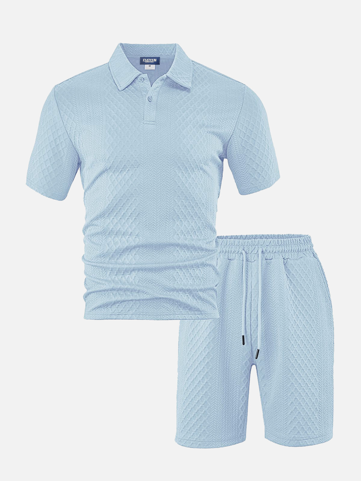 Men's Textured Jacquard Polo Short Set ElevenOasis