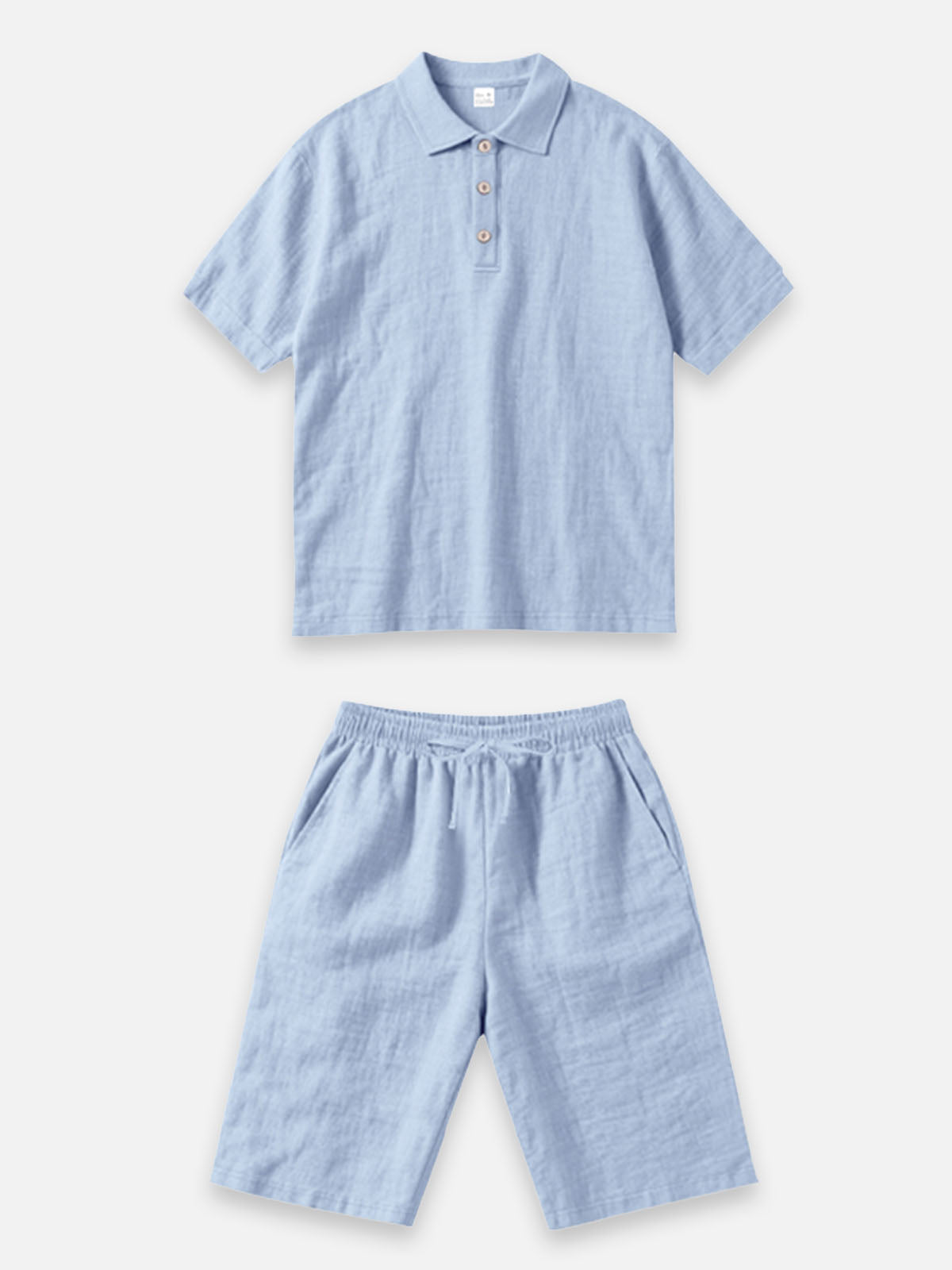 Men's Linen Blend Polo Short Set Eleven Oasis