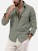 Men¡¯s Utility Pocket Long Sleeve Shirt Eleven Oasis