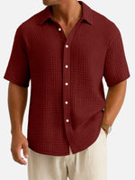 Men¡®s Cotton Waffle Texture Short Sleeve Shirt Eleven Oasis