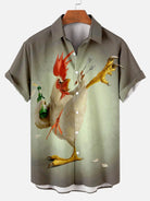 Tall Size Kung fu Rooster Chest Pocket Short Sleeve Casual ShirtMens short sleeve shirts Big and tall Mens shirts Short sleeve shirts for men Mens 4xl shirts Casual short sleeve shirts