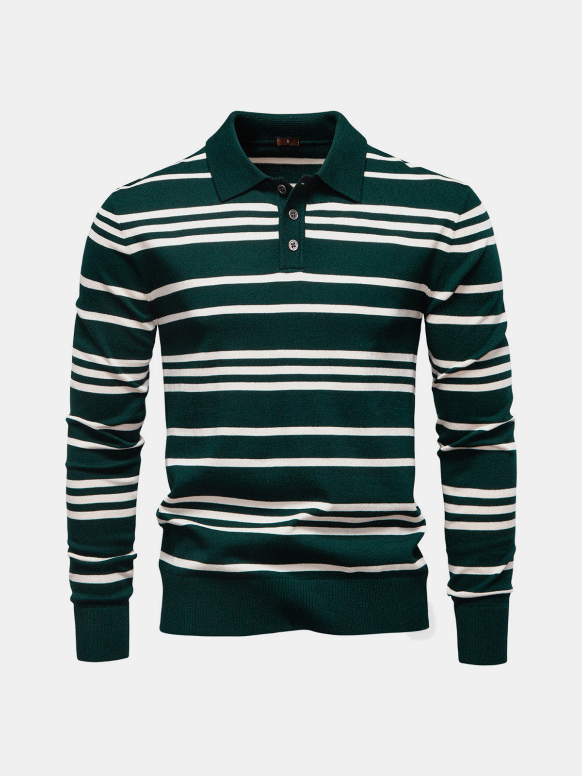 Men's Striped Knit Long Sleeve Polo Eleven Oasis