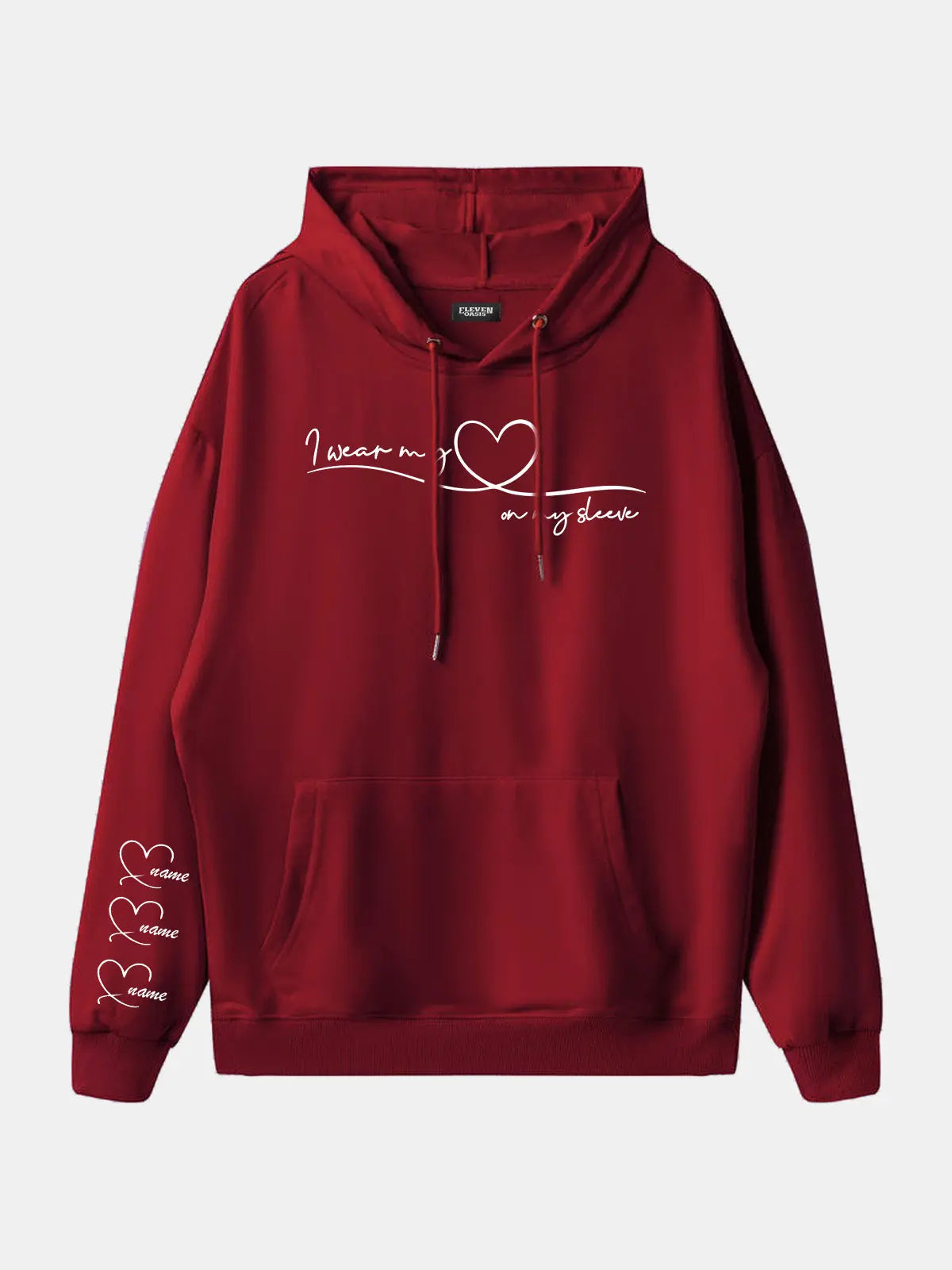 Custom Heart Sleeve Hoodie Eleven Oasis