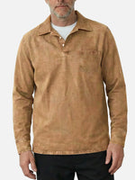 Men's Washed Long Sleeve Henley Shirt ElevenOasis