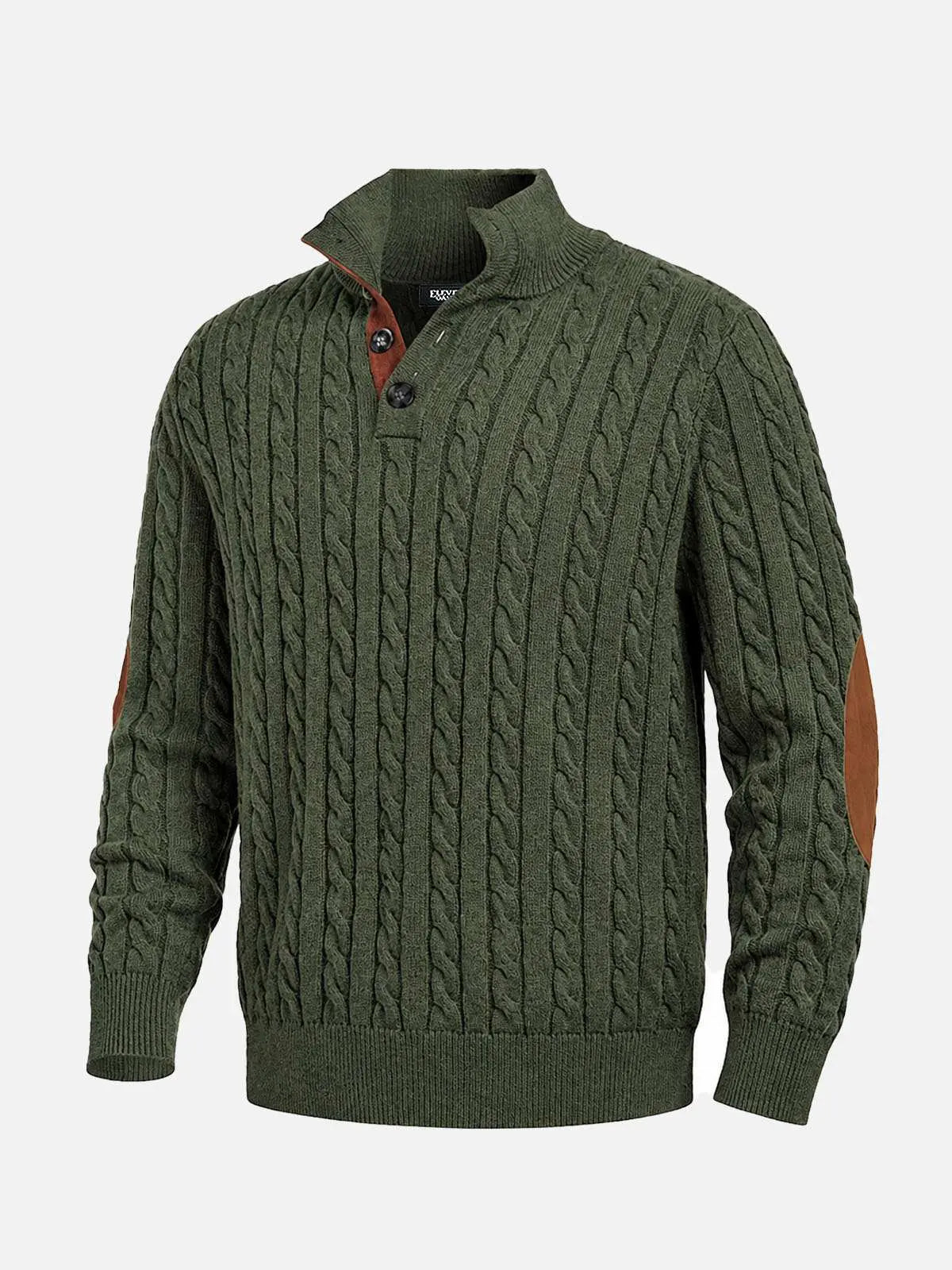 Men's Cable Knit Henley Slim Fit Sweater Eleven Oasis