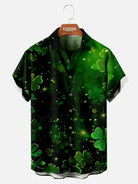 Tall Men's St. Patrick's Day Sparkling Shamrock Short Sleeve Shirt Eleven Oasis