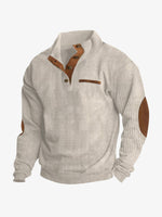 Men's Cord Texture Button Mock Neck Pullover Eleven Oasis