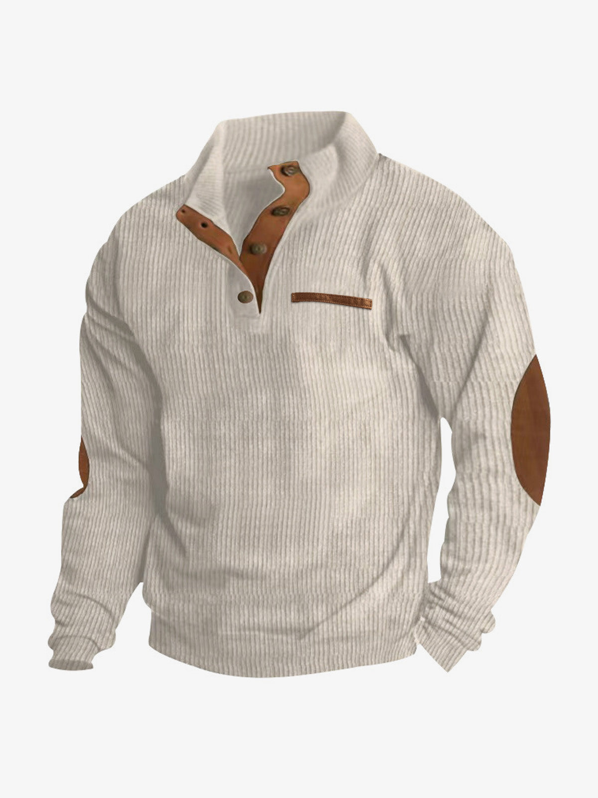Men's Cord Texture Button Mock Neck Pullover Eleven Oasis