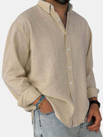 Men's 100% Cotton Button Down Long Sleeve Shirt Eleven Oasis