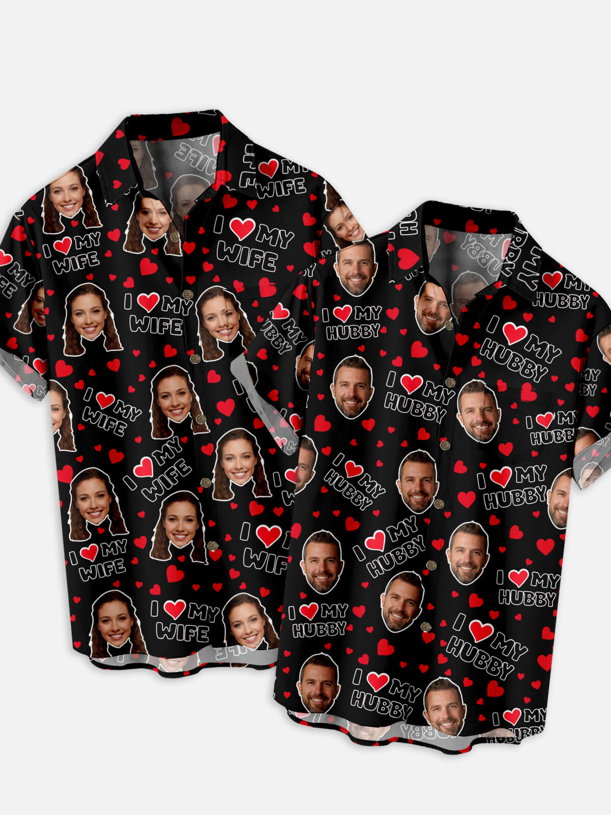 Custom Face Love Short Sleeve Shirt - I Heart My Wife / I Heart My Hubby (Sold individually) Eleven Oasis