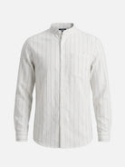 Men's Slim Fit Vertical Stripe Mandarin Collar Long Sleeve Shirt Eleven Oasis