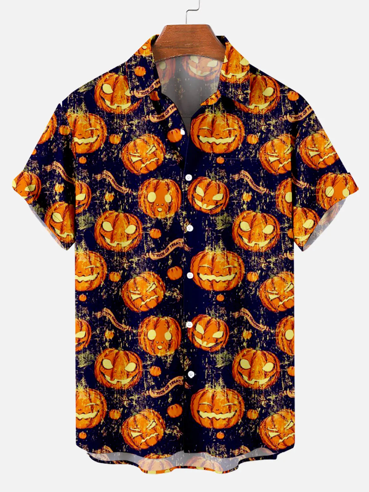 Tall Men's Jack-O'-Lantern Halloween Short Sleeve Shirt Eleven Oasis