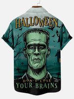 Tall Men's Frankenstein Halloween Short Sleeve Shirt Eleven Oasis