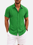 Men's Linen Cotton Blend Short Sleeve Shirt ElevenOasis