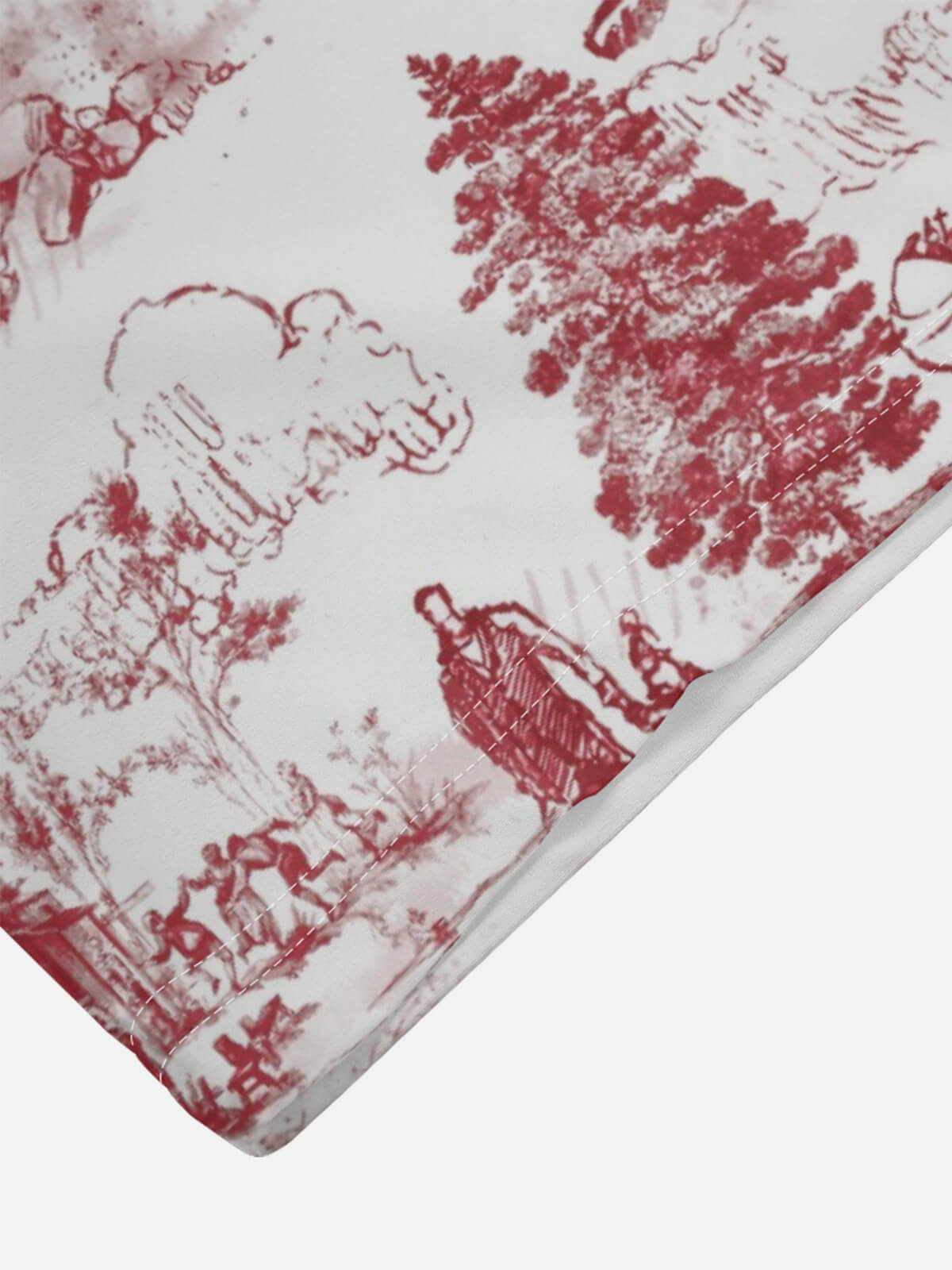 Tall Men's Vintage Santa Toile Print Short Sleeve Shirt Eleven Oasis