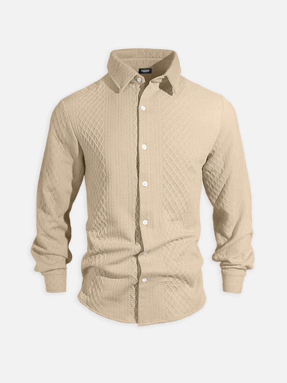 Men's Slim Fit Textured Cable Knit Long Sleeve Shirt