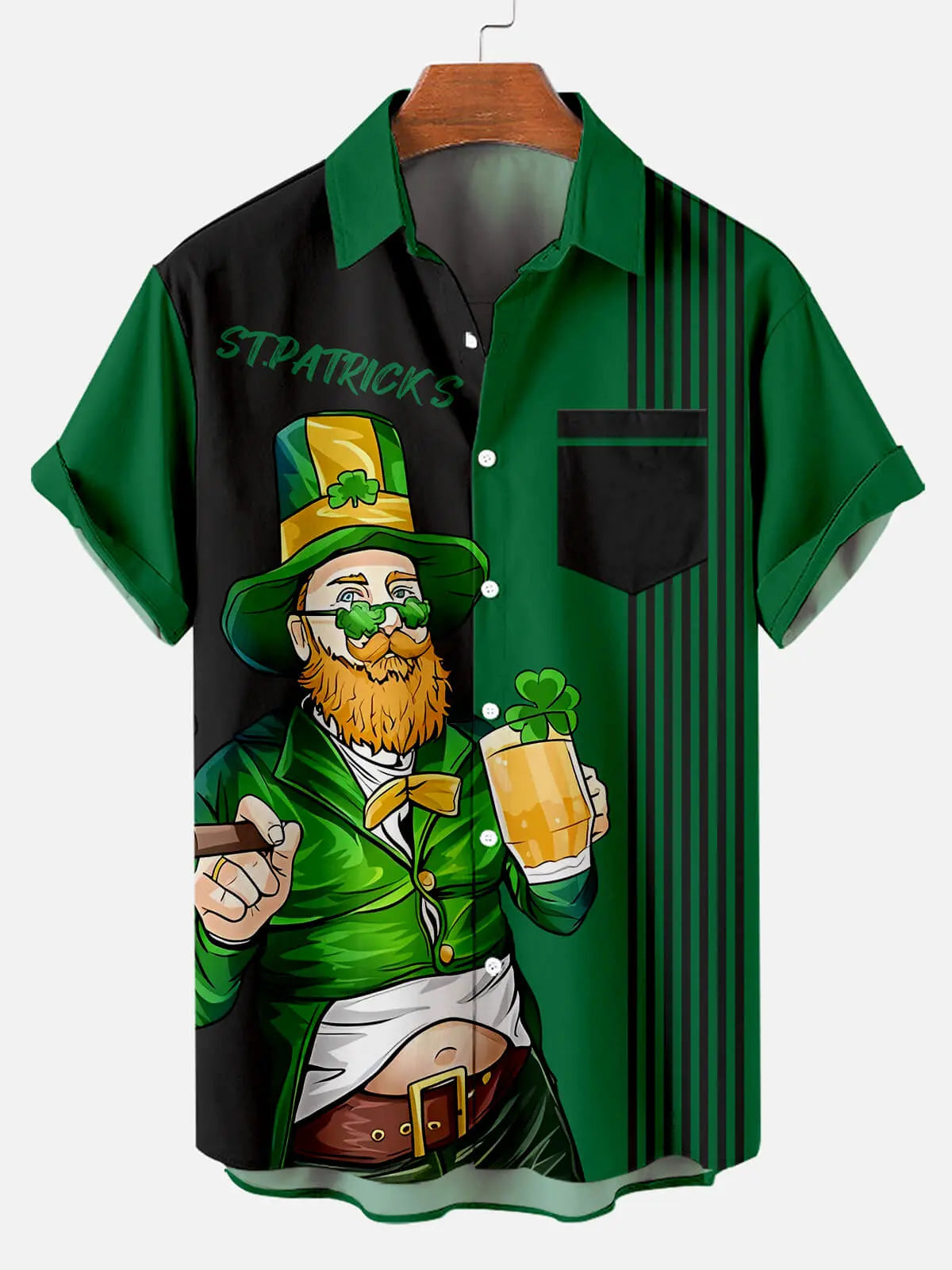 Men’s St. Patrick’s Day Costume Short Sleeve Shirt Eleven Oasis