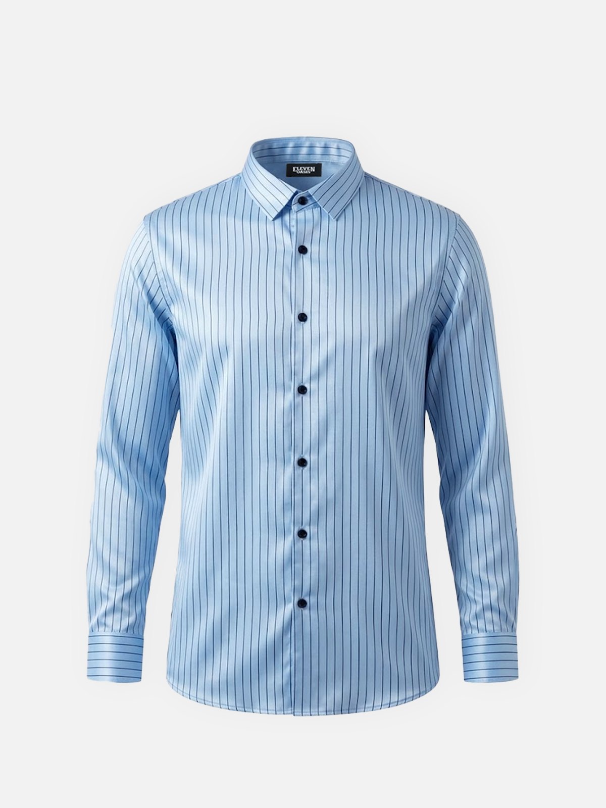 Men's Classic Pinstripe Stretch Slim Fit Long Sleeve Shirt Eleven Oasis