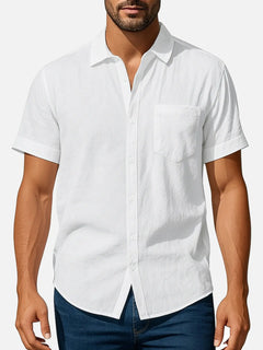 Men's Classic Linen Blend Short Sleeve Shirt Eleven Oasis