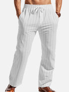 Men's Pinstripe Linen Blend Drawstring Pants ElevenOasis