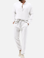 Men's Linen-Look Henley Loungewear Set ElevenOasis