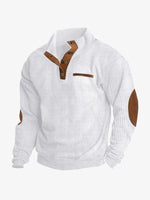 Men's Cord Texture Button Mock Neck Pullover Eleven Oasis