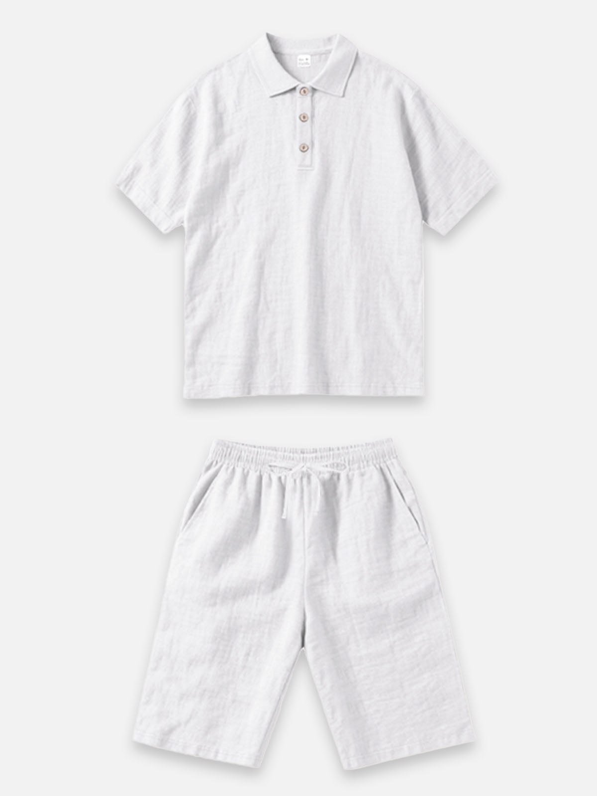 Men's Linen Blend Polo Short Set Eleven Oasis