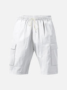 Men's Solid Color Linen Shorts Waist Drawstring Cargo Shorts ElevenOasis