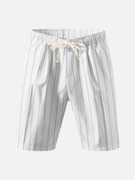 Men's Pinstripe Linen Blend Drawstring Shorts ElevenOasis